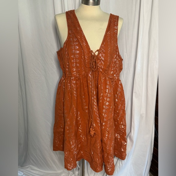 Shyanne Metallic Copper and Silver Sleeveless Dress - Picture 1 of 3